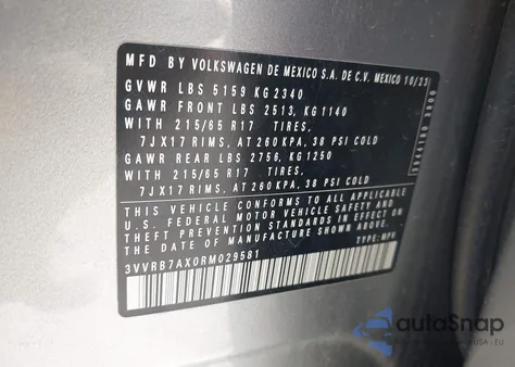 2024 Volkswagen Tiguan 2.0T S from USA, damaged, VIN 3VVRB7AX0RM029581